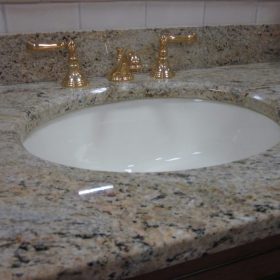 Beveled edge on countertop sink bowl