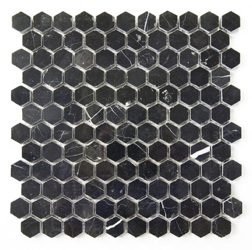 1" Hex Negro Marquina Polished marble