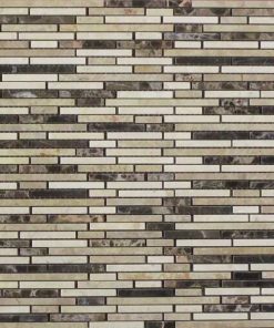 Linea Pattern Mosaic Burma Beige / Dark Emperador / Crema Marfil Polished marble