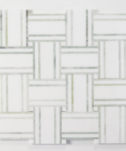 Linea Basketweave Thassos / Ming Green / Thassos Dot