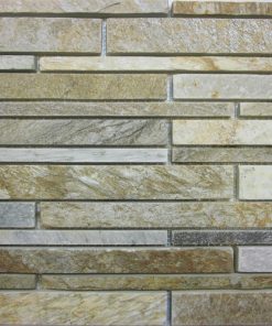 12x12 Golden Sand Quartz Slate Multi-Color Blend Random Stripes Mosaic
