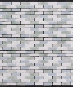 3/8 x 1 1/4 Mini Brick Thassos / Blue Celeste / Ming Green