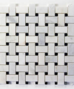 Oriental White / Black Dot basketweave