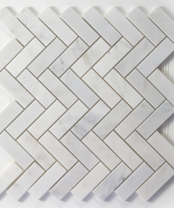 1x3 Oriental White Polished Marble Herringbone