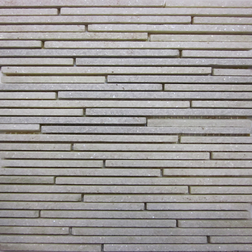 12x12 White Quartz Mini Random Stripes
