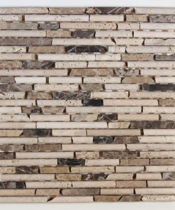 Linea Round Burma Beige / Dk Emperador / Crema Marfil Honed Mosaic