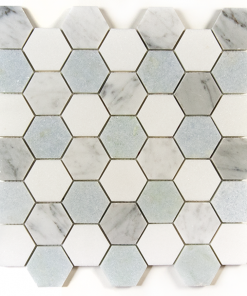 Thassos / Carrara / Blue Celeste Polished 2" Hex