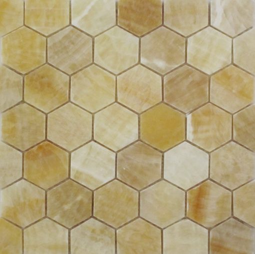 Honey Onyx Polished Marble 2" Hex