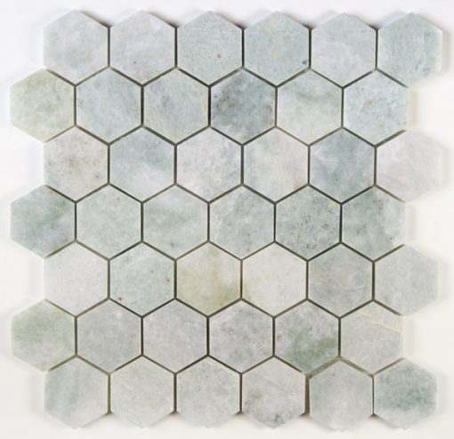 2" Hex Ming Green Polished Marble