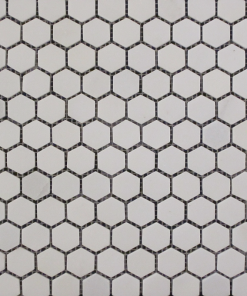 1" Hex Pure White Polished Marble