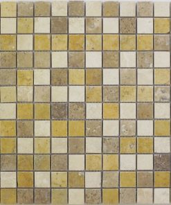 1x1 Honed Durango Travertine Yellow / Noce blended mosaics