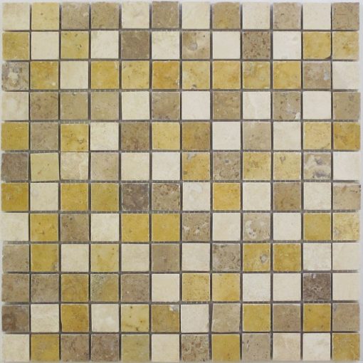 1x1 Honed Durango Travertine Yellow / Noce blended mosaics