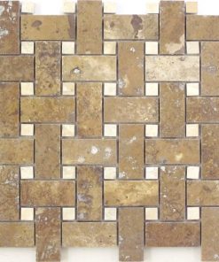 Noce Honed marble basketweave w/ Durango Dot