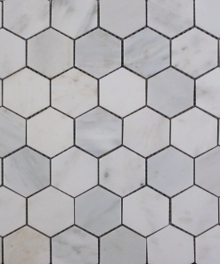 2" Hex Oriental White Polished Marble