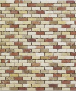 3/8 x 1 1 /8 Tumbled Mini Brick blended Marble Rojo / Jerusalem / Lt Emperador