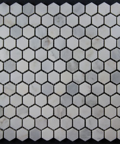 1" Hex Oriental White Honed Marble