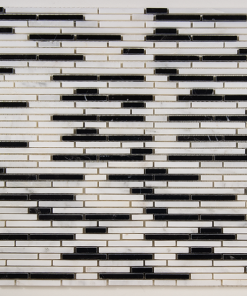 Oriental White Polished Marble / Black Polished Linea Pattern