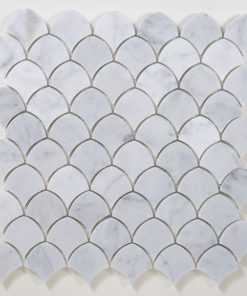 Fish Scale Mosiac Carrara Gioia polished marble