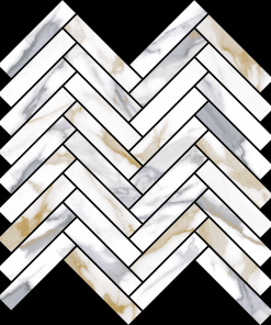 Prestige Recycled glass Calacatta Gold Herringbone