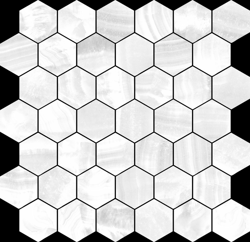 Prestige Recycled Glass Onyx White Hexagon