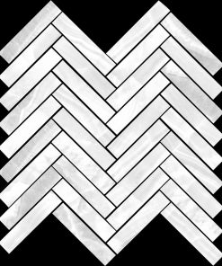 Prestige Recycled Glass Onyx White Herringbone