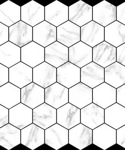 2" Prestige Recycled Glass Carrara Hexagon Glass
